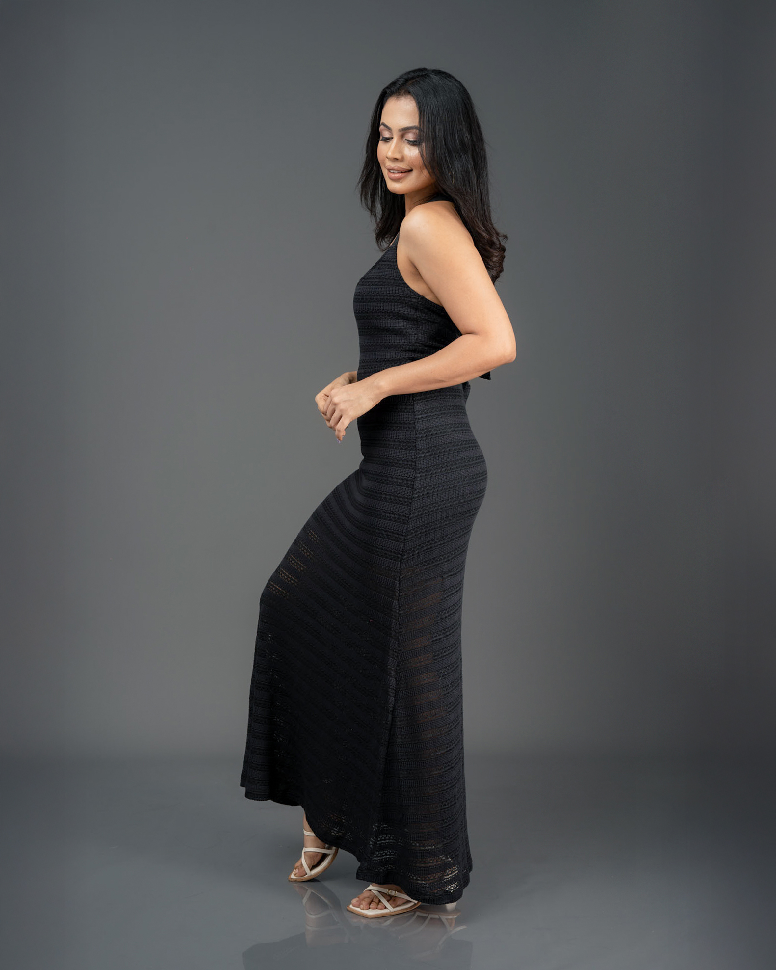 Crochet cross back maxi dress with d-ring - Image 2