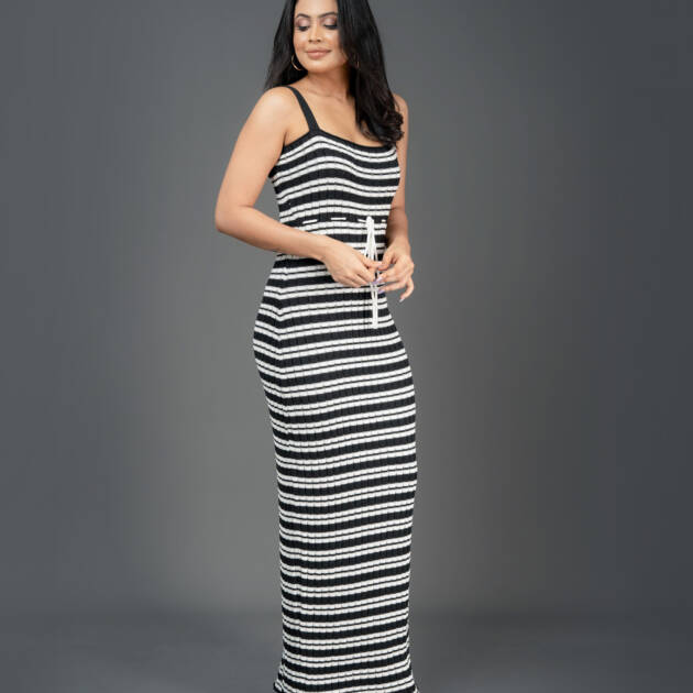 Knitted stripe maxi dress
