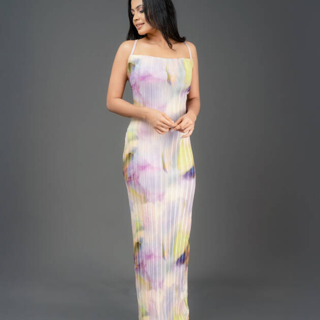 Plisse Strappy Maxi Dress