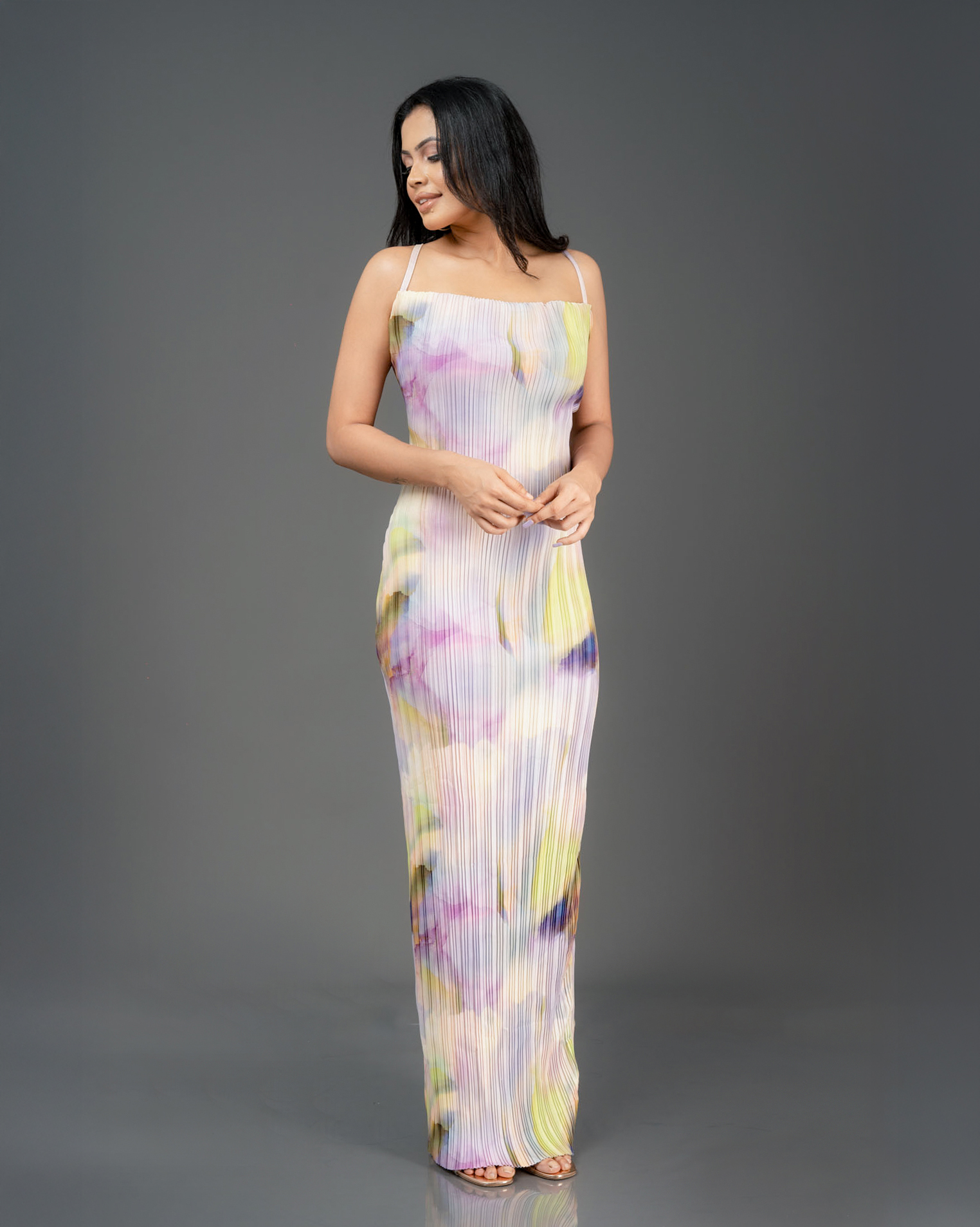 Plisse Strappy Maxi Dress