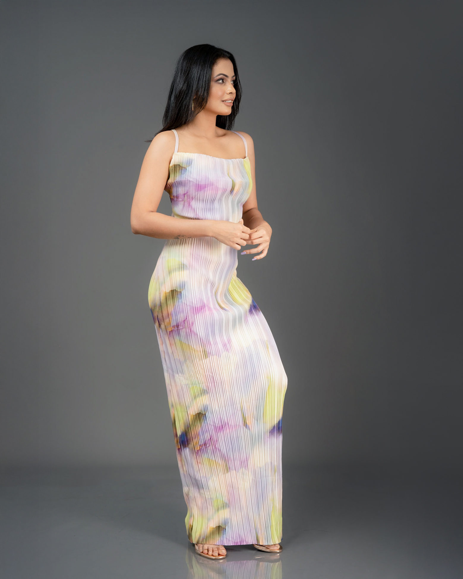 Plisse Strappy Maxi Dress - Image 2