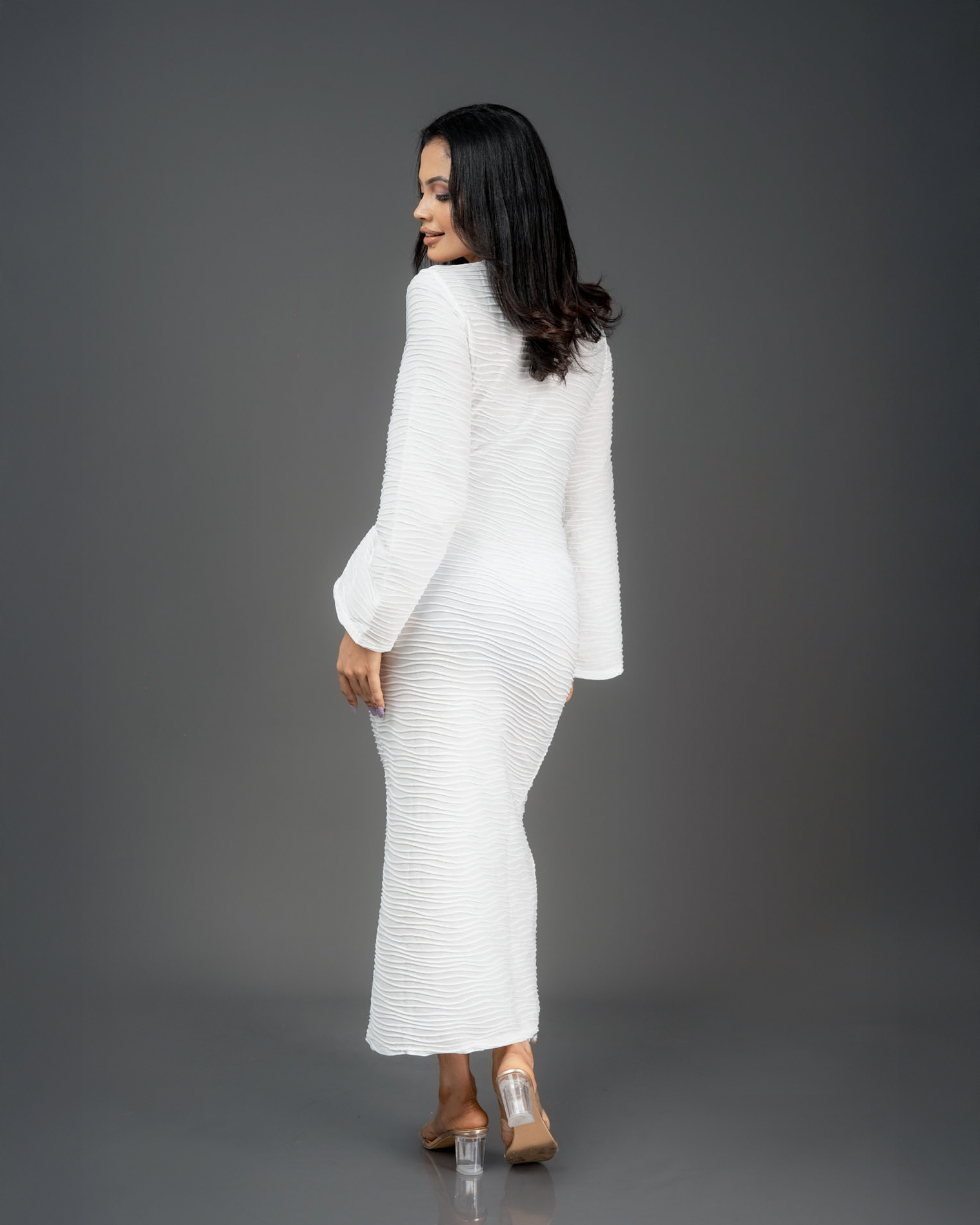 Vila textured button down midi dress - Image 3